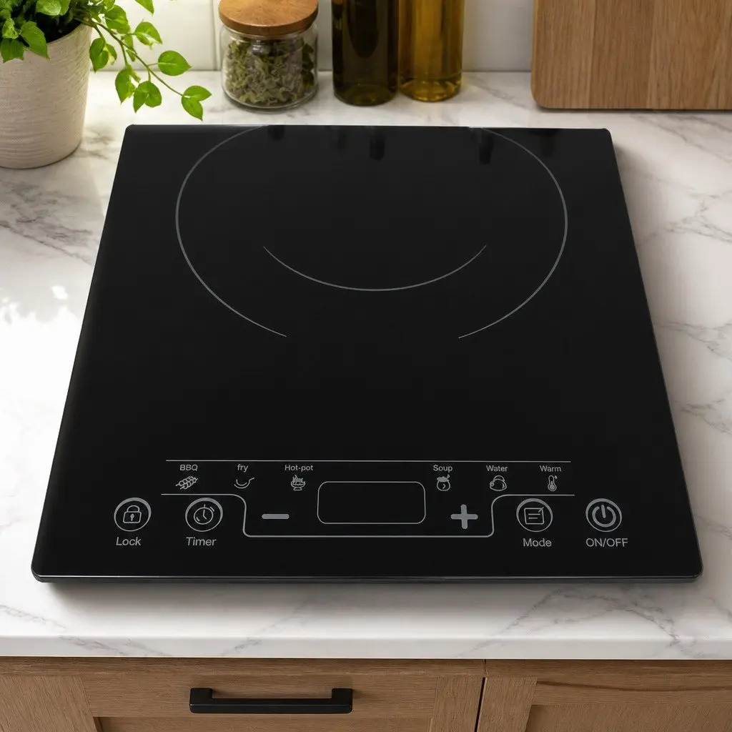 Portable Induction Cooktop Single Burner Electric Hot Plate 35cm Black