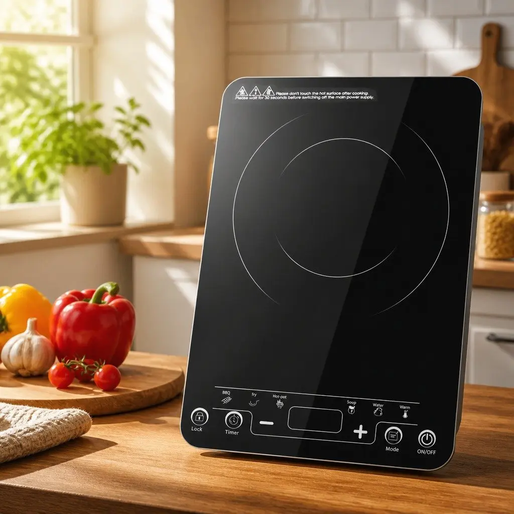 Portable Induction Cooktop Single Burner Electric Hot Plate 35cm Black