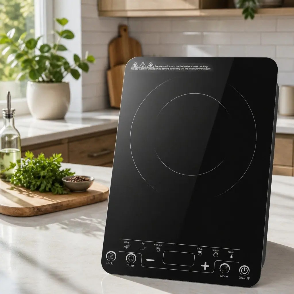 Portable Induction Cooktop Single Burner Electric Hot Plate 35cm Black