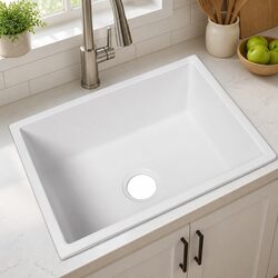 Reliable White Granite Kitchen Sink with 45L Capacity
