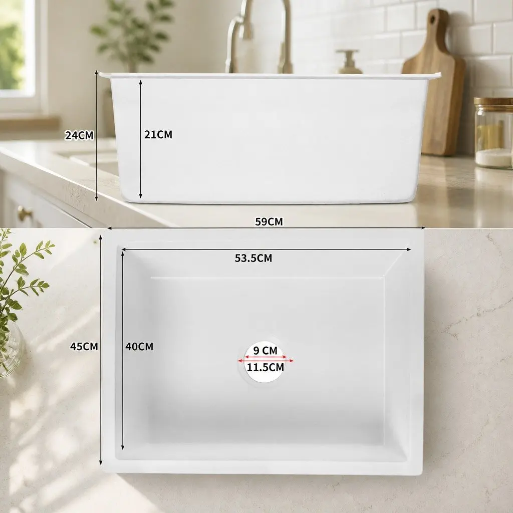 White Granite Kitchen Sink with 45L Capacity