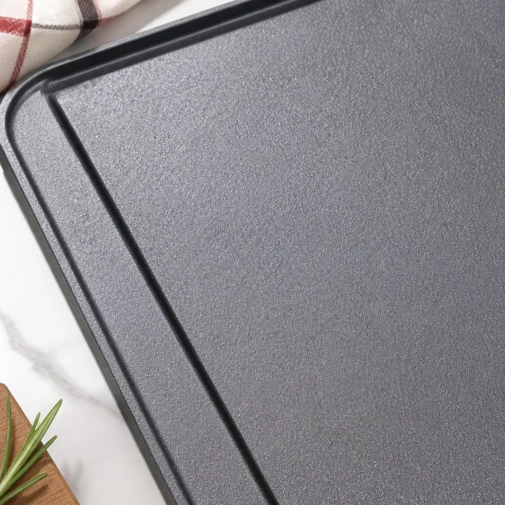 Cast Iron Reversible Griddle Pan Cooking 49.5cm Black