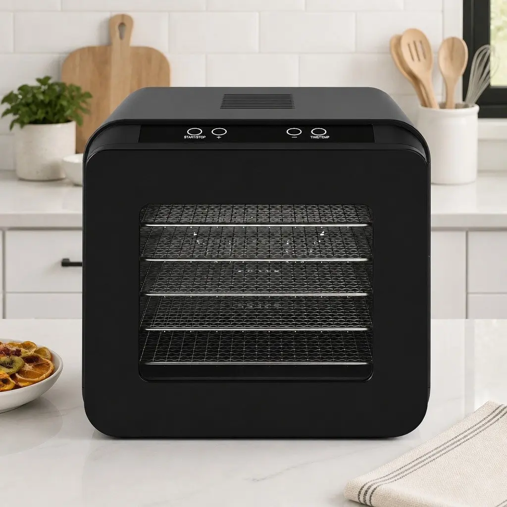 Food Dehydrator Digital Temperature Control 6 Tray Stainless Steel Black