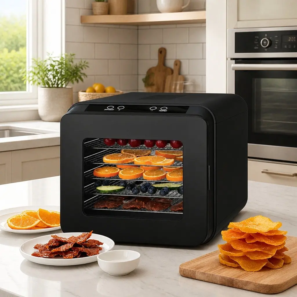 Food Dehydrator Digital Temperature Control 6 Tray Stainless Steel Black