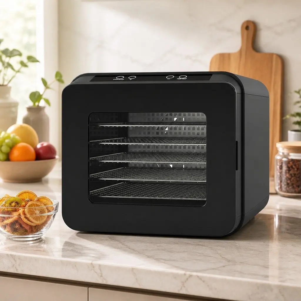Food Dehydrator Digital Temperature Control 6 Tray Stainless Steel Black