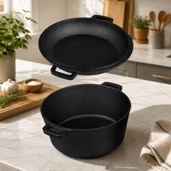 Practical Cast Iron Double Dutch Oven Cooking Set