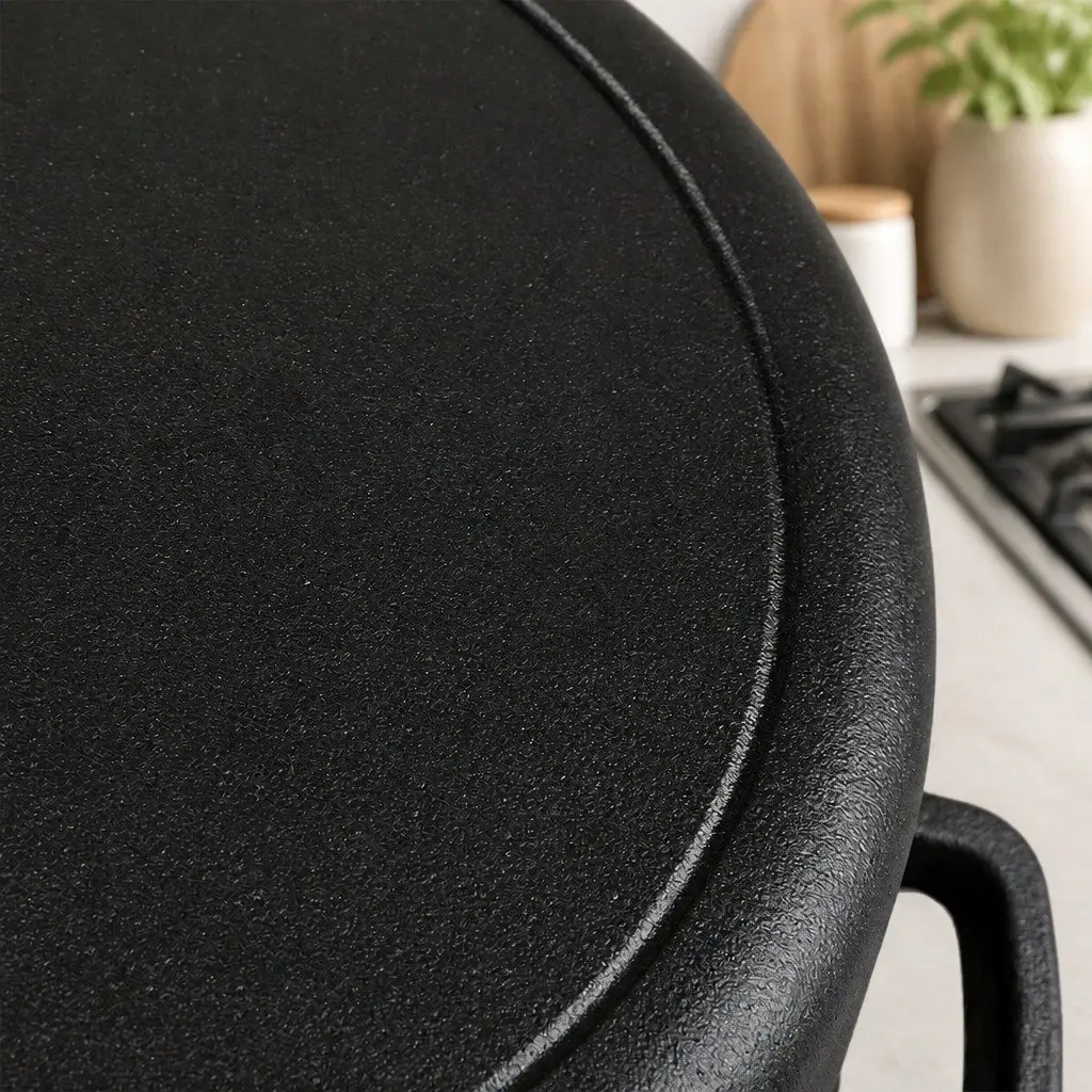 Cast Iron Double Dutch Oven Cooking Set 5.84L Shallow Pan Deep Pot Black
