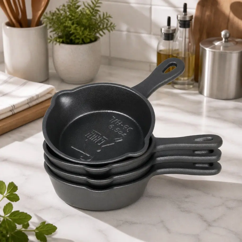 Mini Cast Iron Frying Pan Set Non-Stick Cookware Eggs Pancakes Pizza Skillet