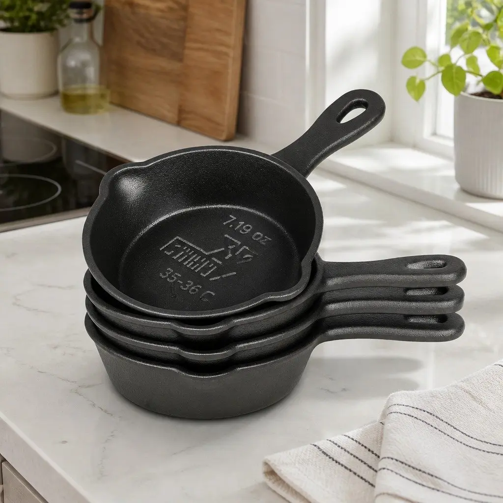 Mini Cast Iron Frying Pan Set Non-Stick Cookware Eggs Pancakes Pizza Skillet