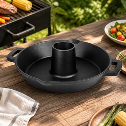 Cast Iron Roaster Stand Chicken Beer Can Holder Dutch Oven Pan Kitchen Outdoor