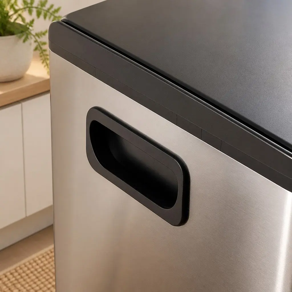 3 Compartment Pedal Rubbish Bin Kitchen Trash Can 54L Waste Sorting Recycling Metallic Silver