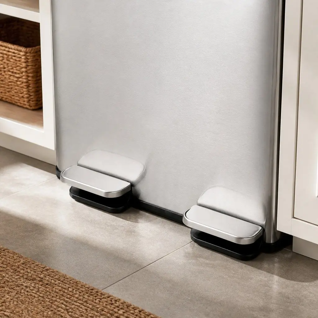3 Compartment Pedal Rubbish Bin Kitchen Trash Can 54L Waste Sorting Recycling Metallic Silver