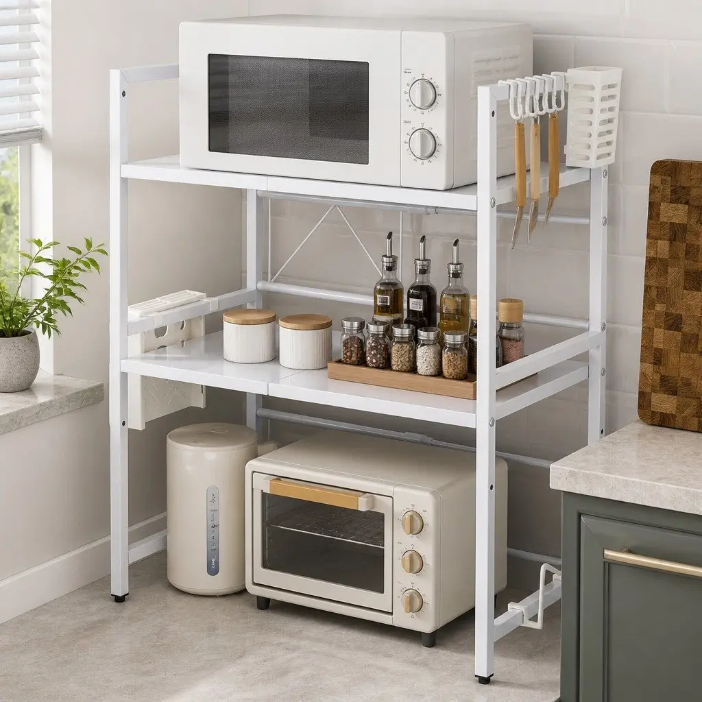 2 Tier Microwave Shelf with Accessories Included