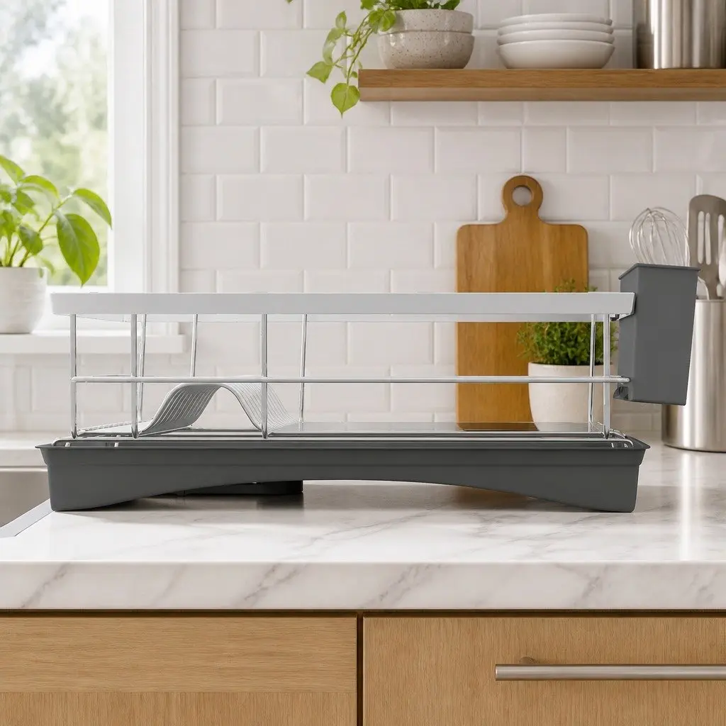 Dish Drying Rack Kitchen Organizer Stainless Steel 49cm Silver
