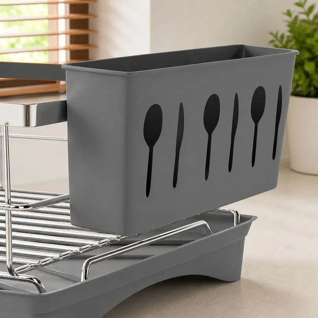 Dish Drying Rack Kitchen Organizer Stainless Steel 49cm Silver