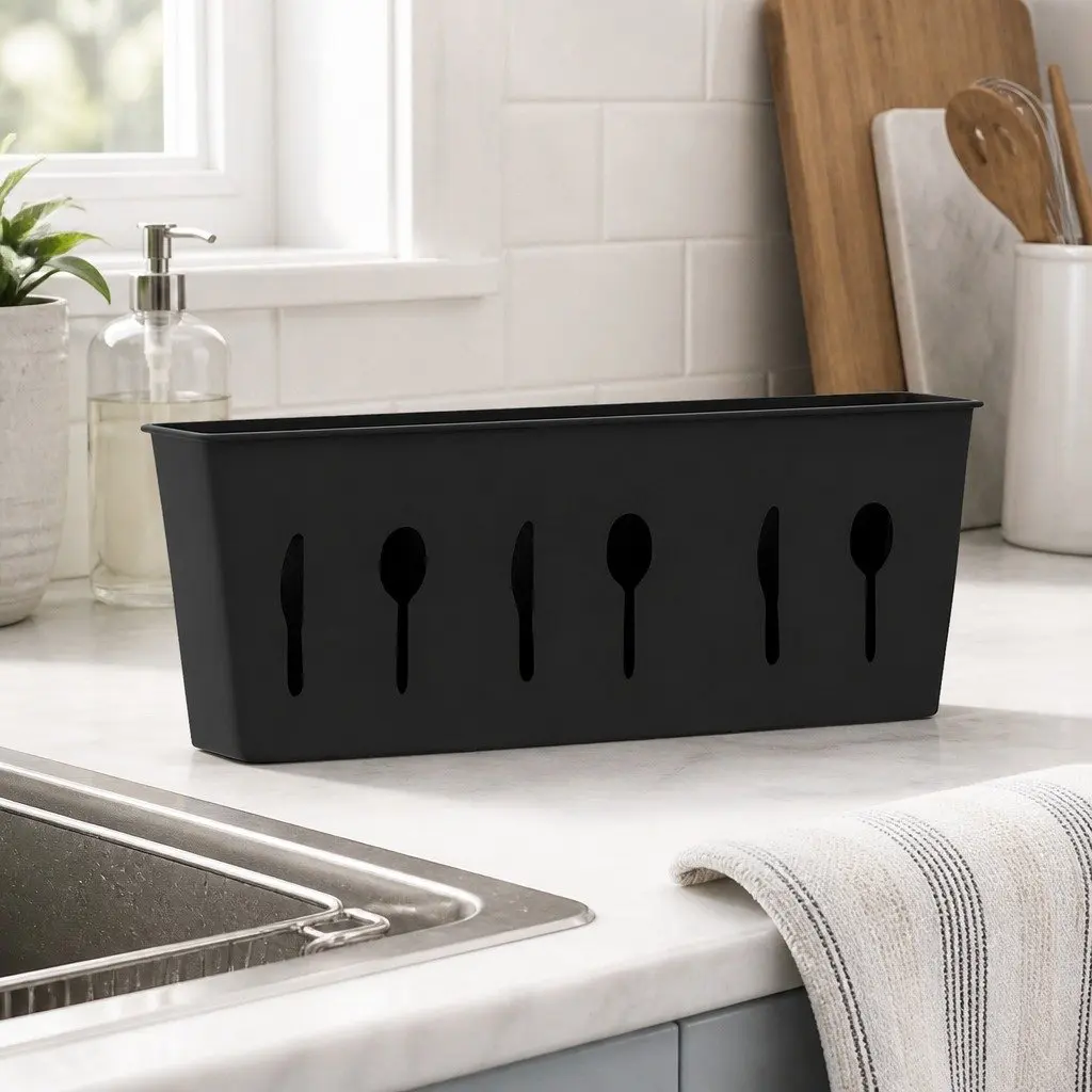 Expandable Dish Drying Rack Kitchen Countertop Space Saving 42cm to 54cm Black