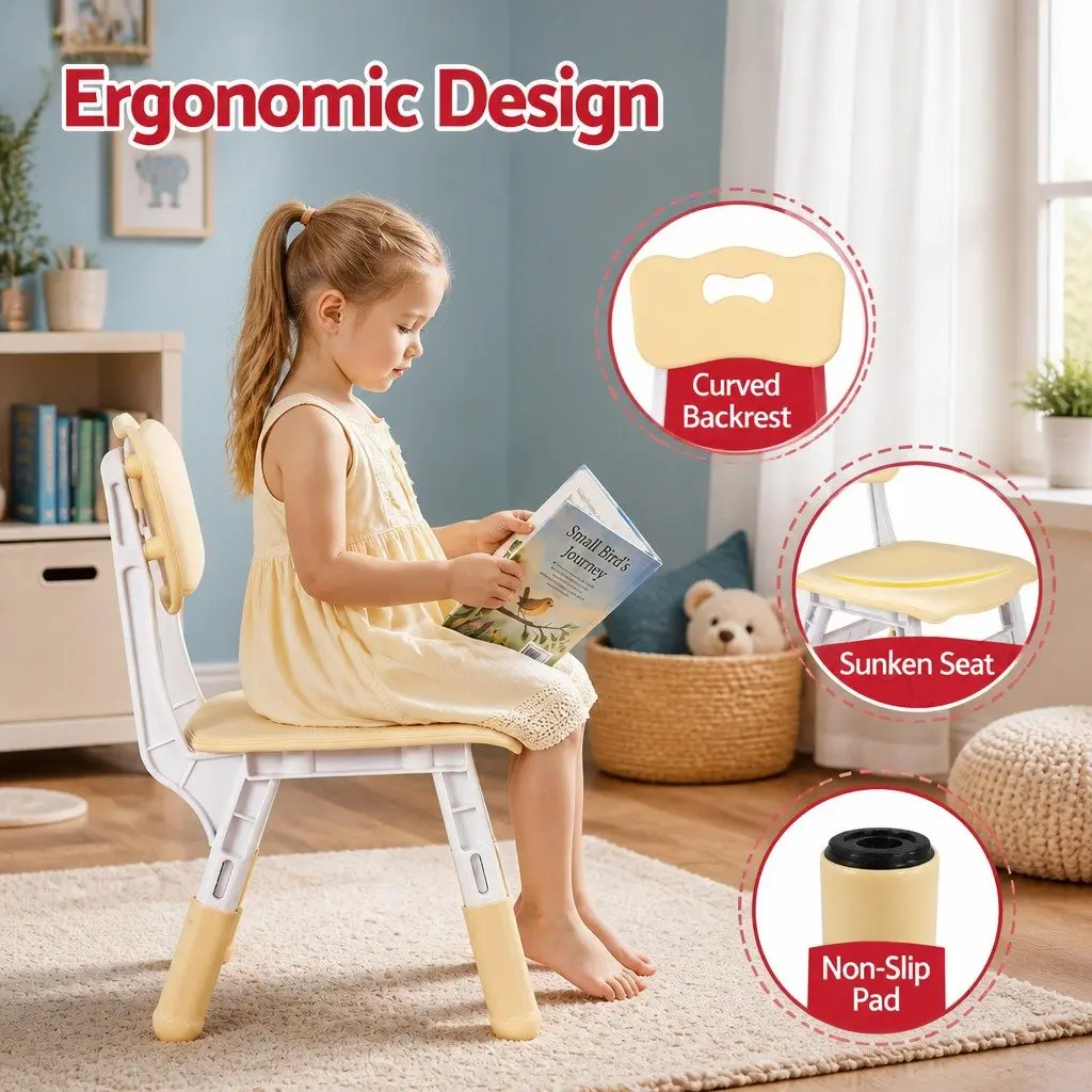 Kids Table and Chairs Set Height Adjustable Activity Desk for Ages 3-8 White or Natural