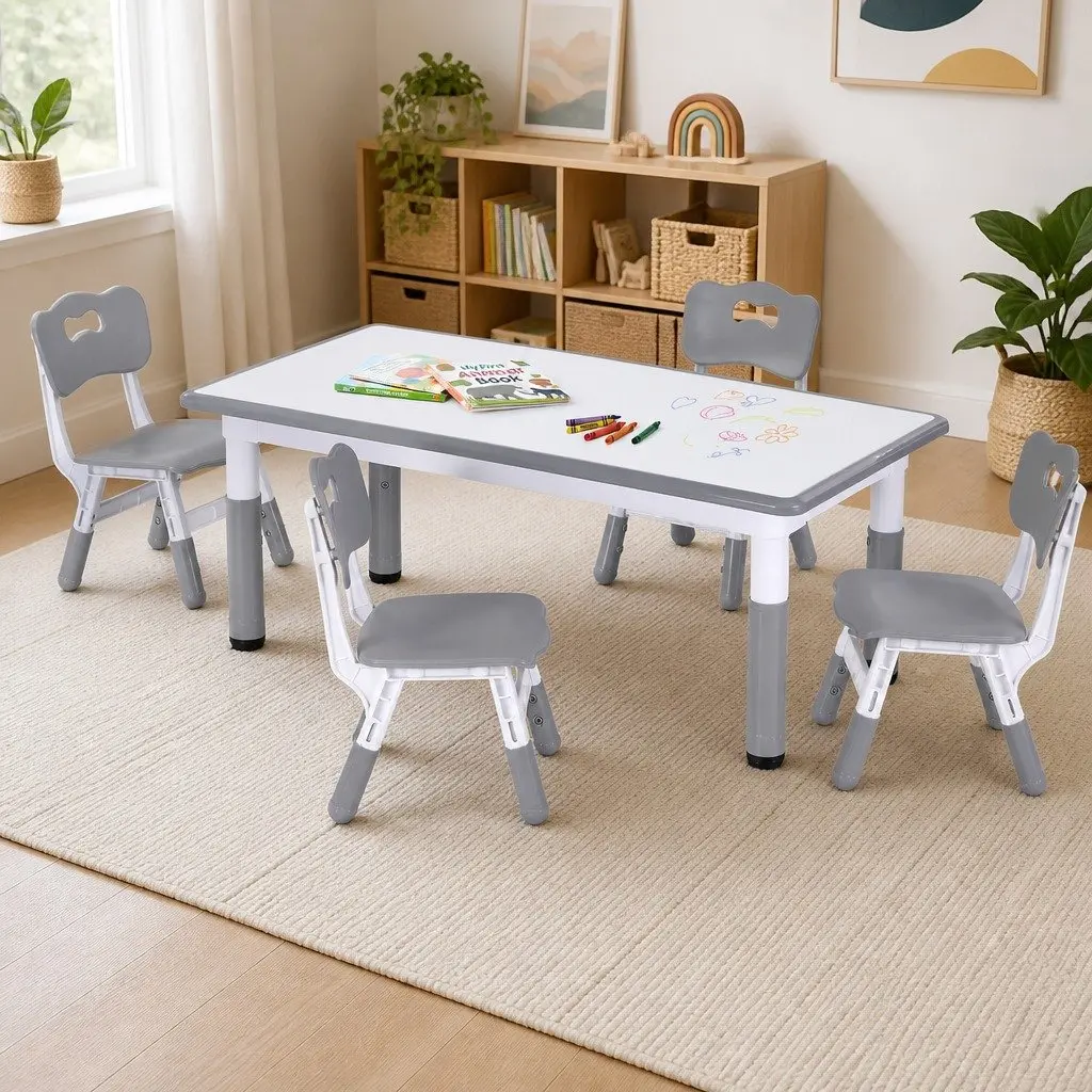 Kids Table and Chair Set with Draw-on Surface