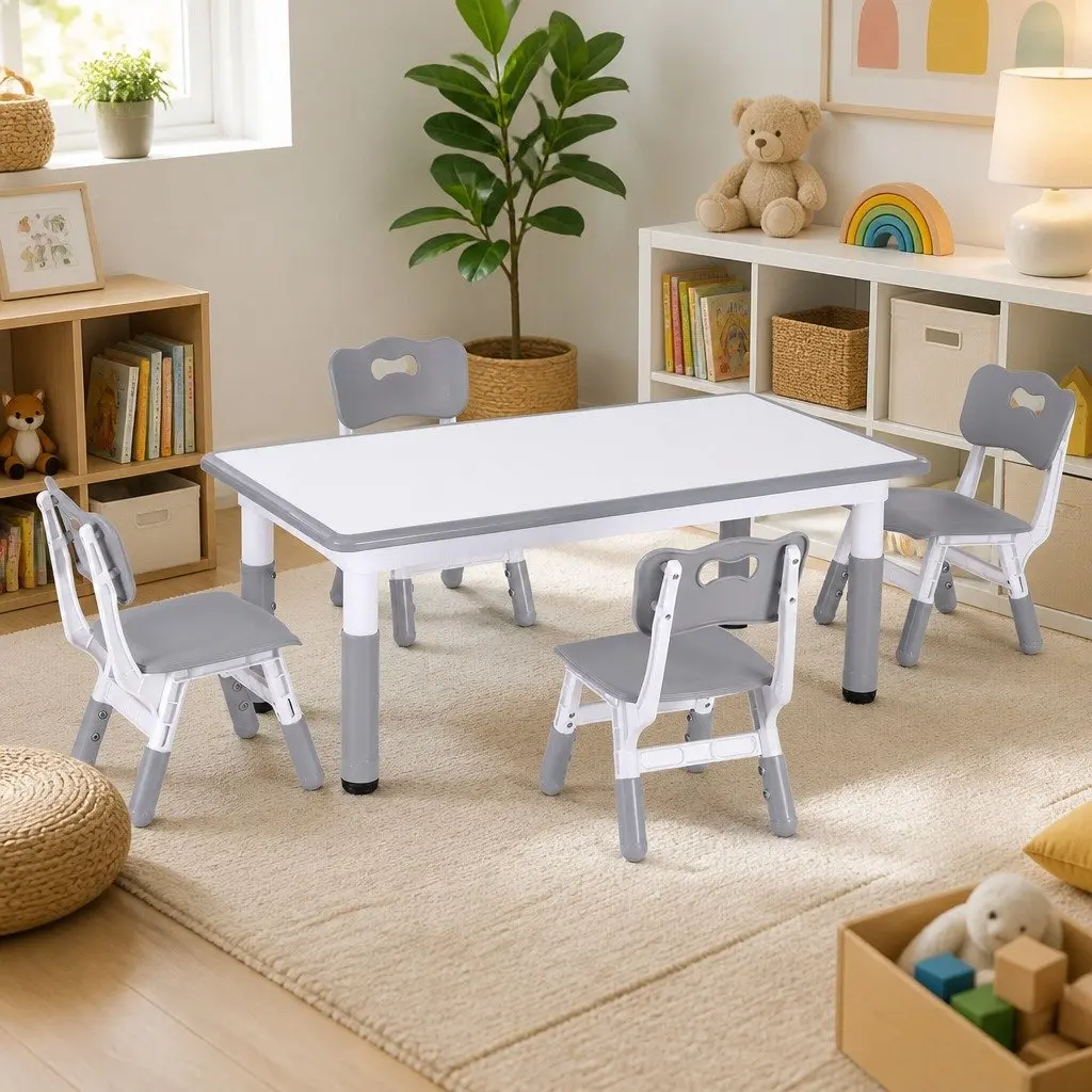 Kids Table and Chair Set with Draw-on Surface