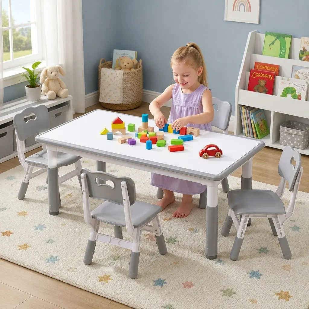 Kids Table and Chair Set with Draw-on Surface