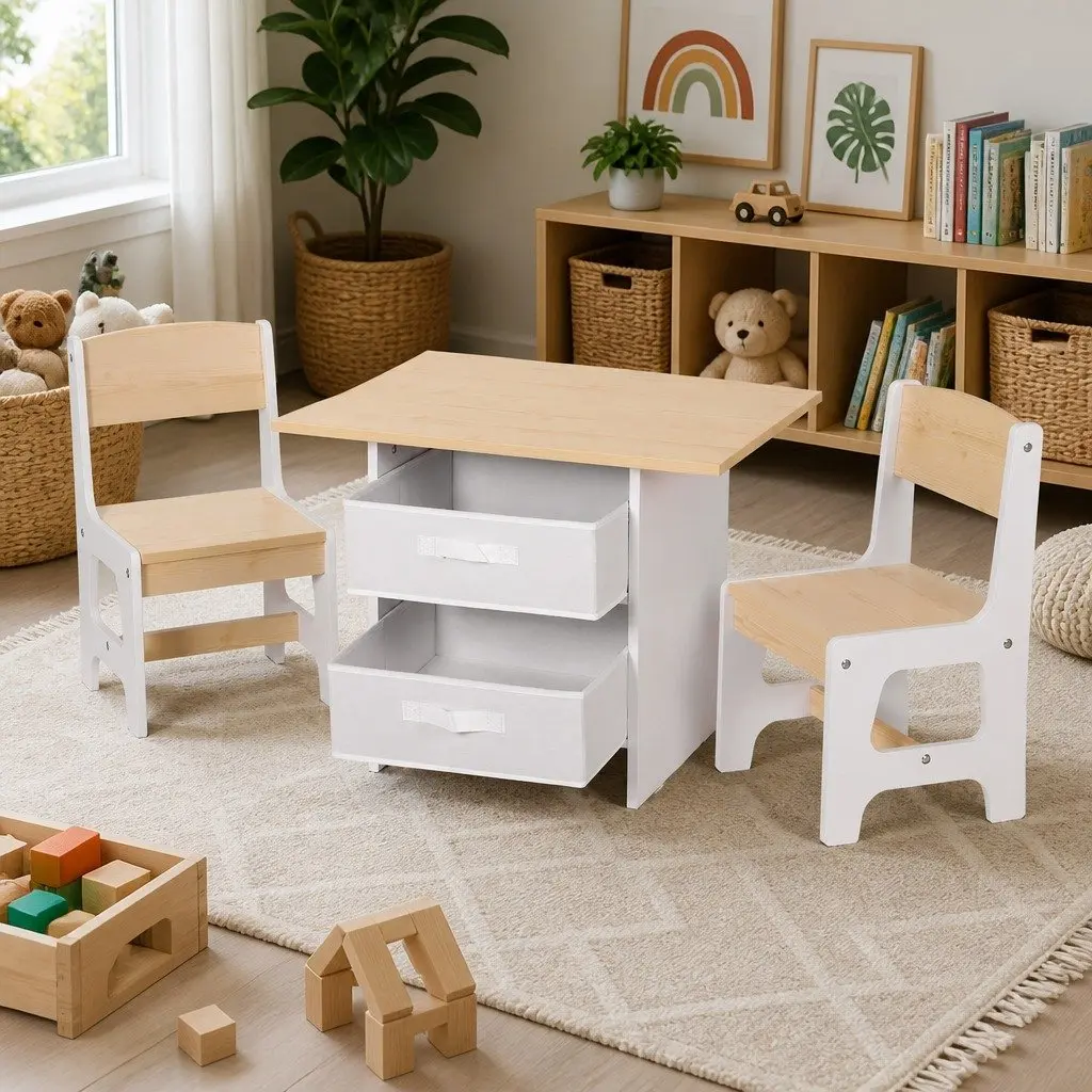Kids Table and Chair Set with Storage Options