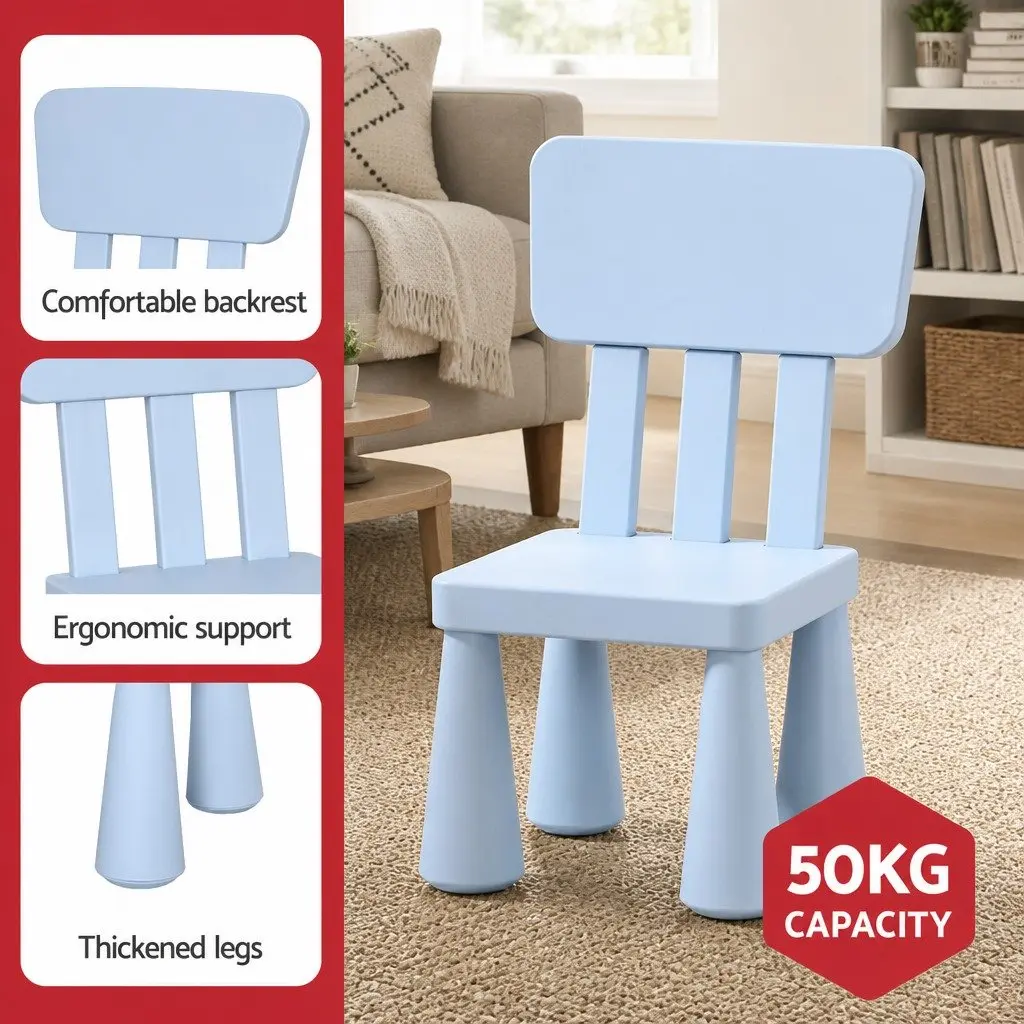Kids Table and Chairs Set Playroom Study Furniture 2 Piece Blue