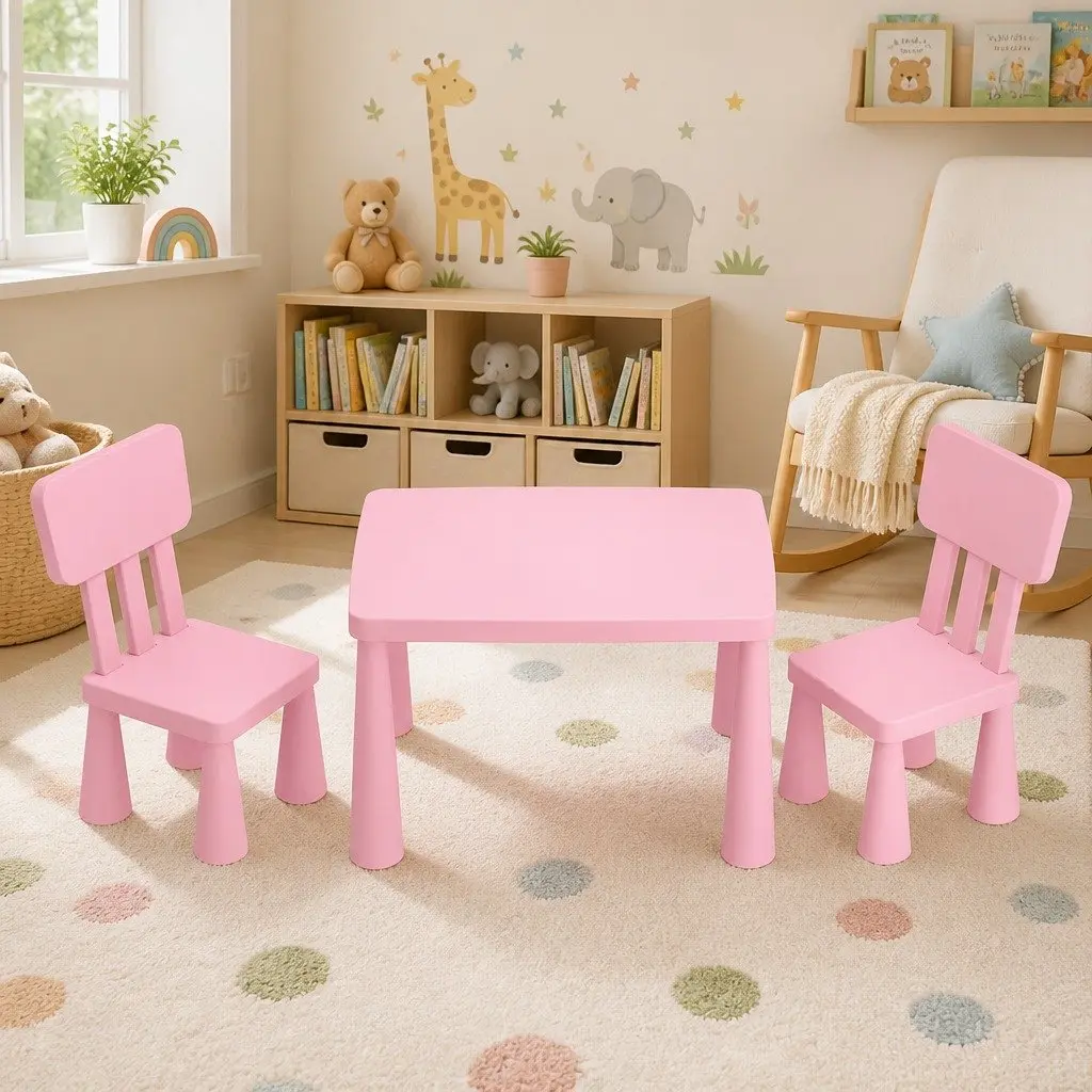 Kids Table and Chairs Set Playtime Study Room 75cm Pink