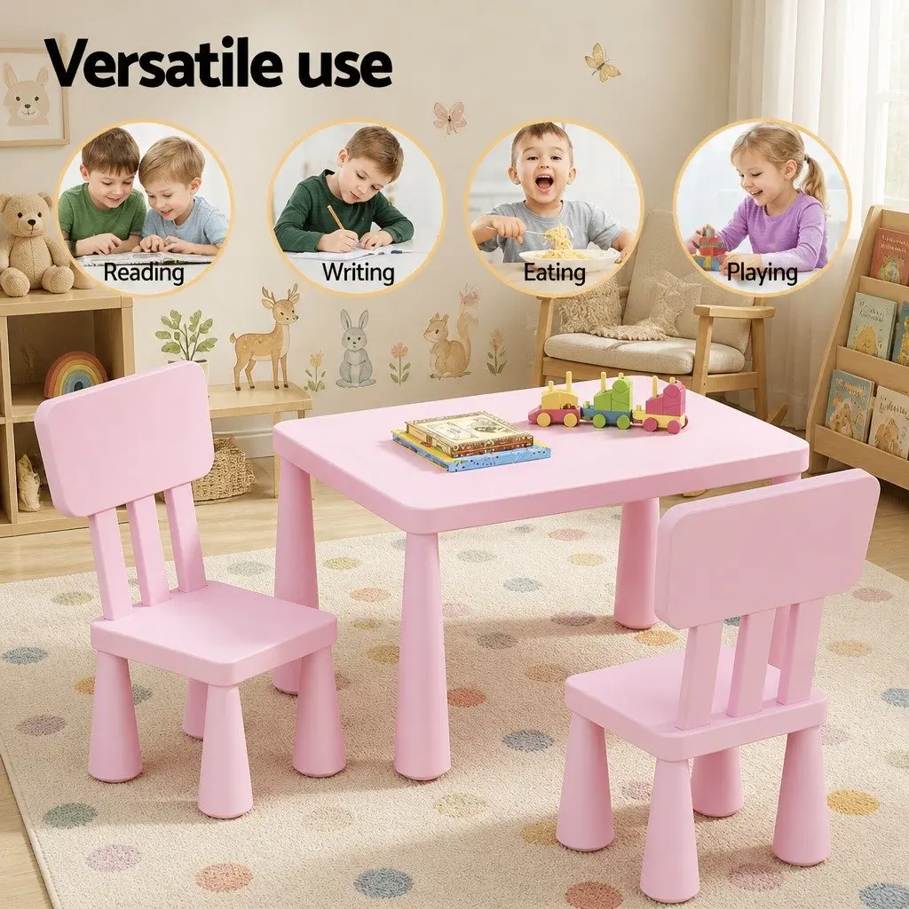 Kids Table and Chairs Set Playtime Study Room 75cm Pink