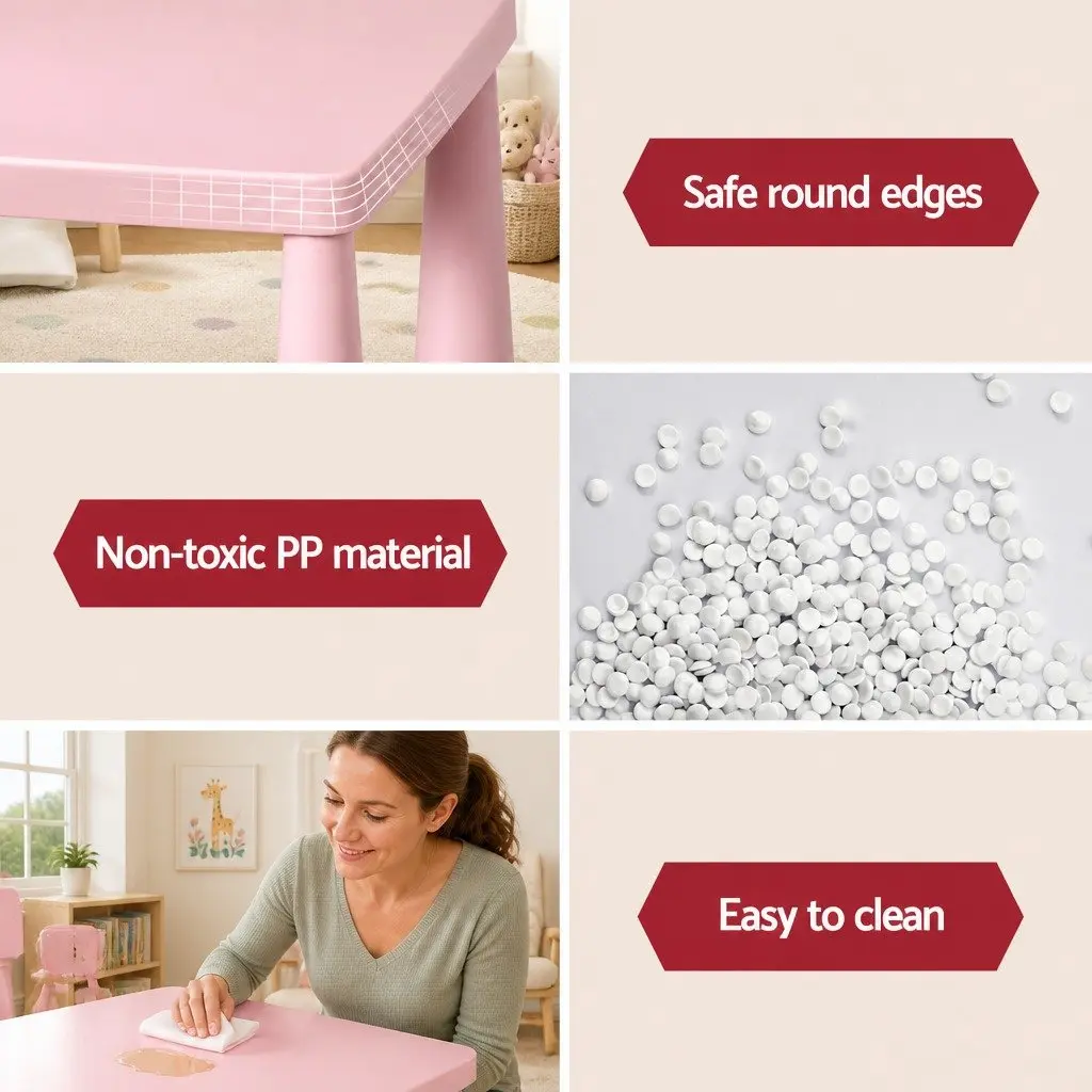 Kids Table and Chairs Set Playtime Study Room 75cm Pink