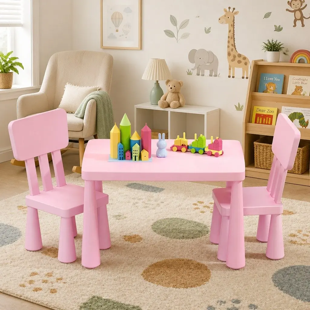 Kids Table and Chairs Set Playtime Study Room 75cm Pink