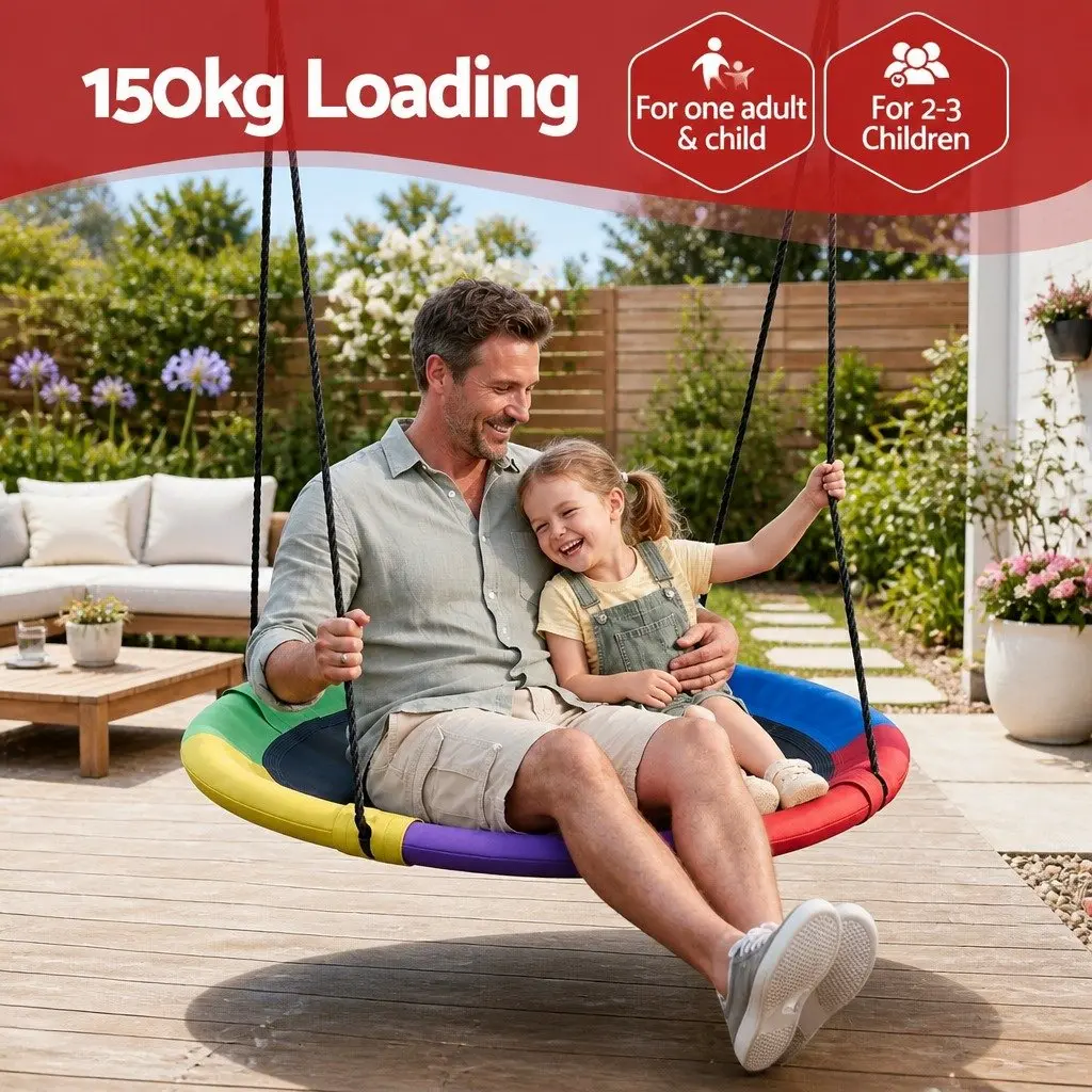 Hammock Tree Swing Outdoor Relaxation Seat 100cm Oval Platform Multicolour