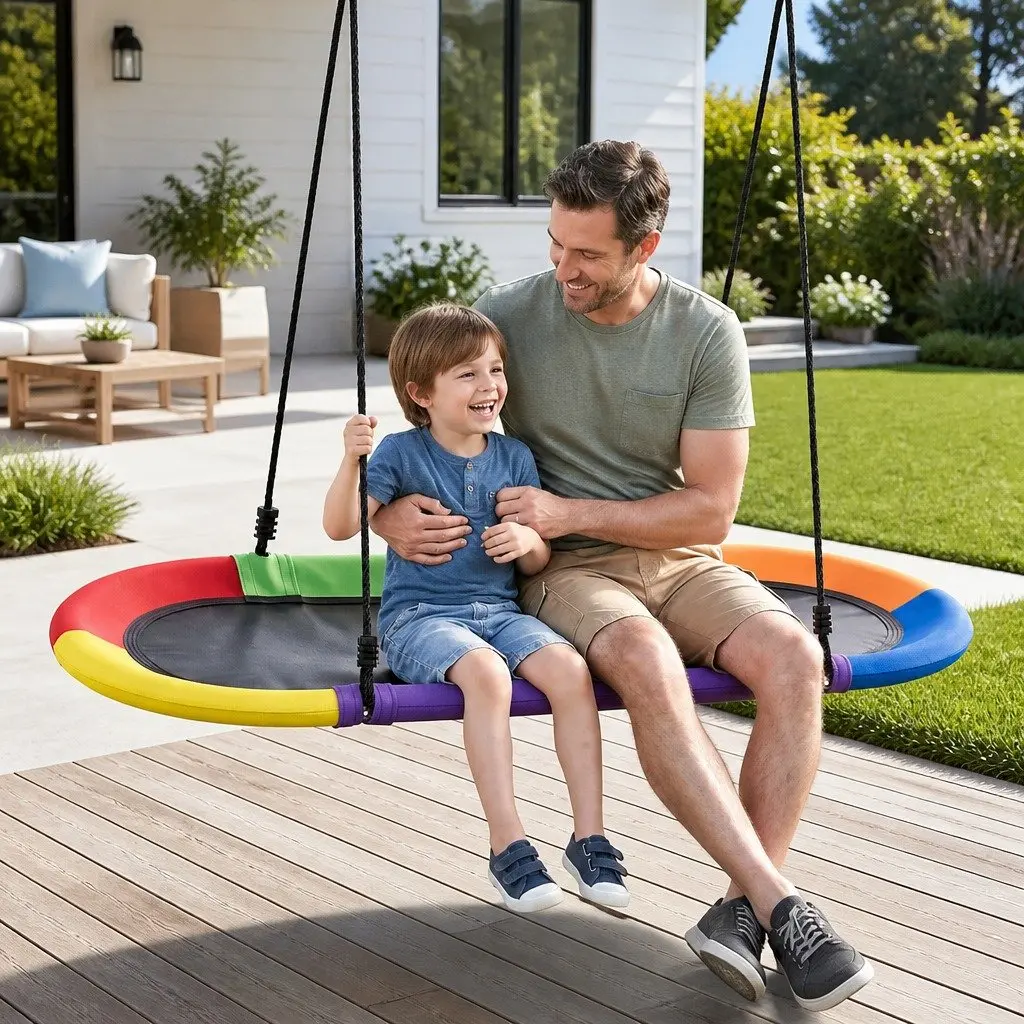 Outdoor Tree Swing Hammock 150cm Oval Platform Backyard Garden Hanging Seat Multicolour