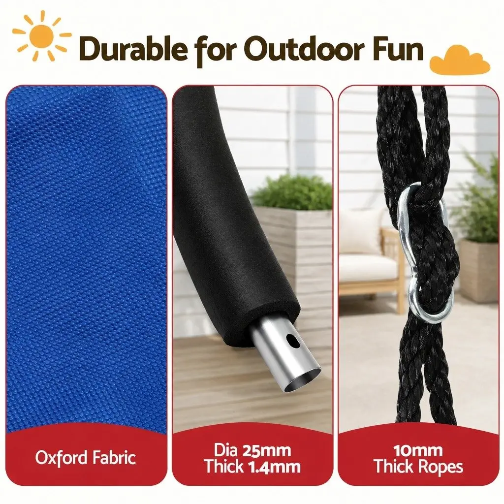 Outdoor Tree Swing Hammock 150cm Oval Platform Backyard Garden Hanging Seat Multicolour