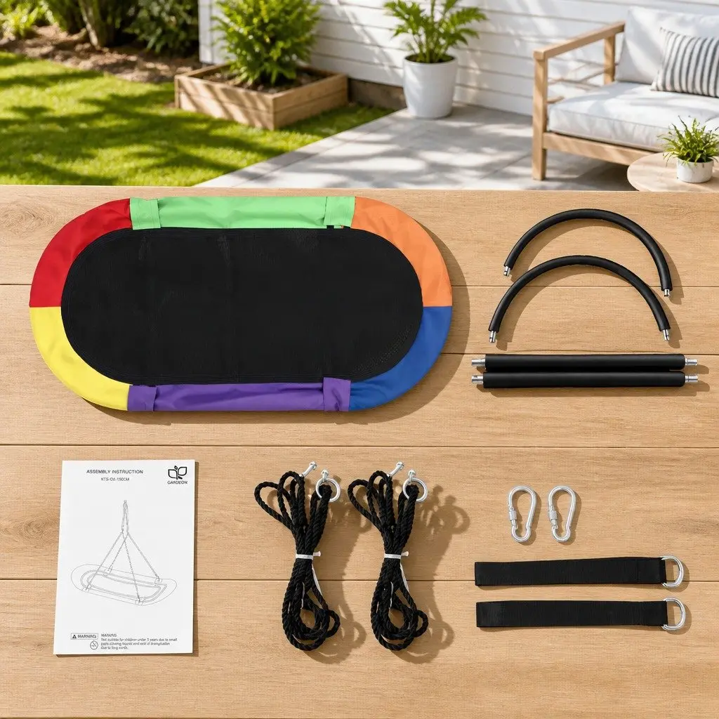 Outdoor Tree Swing Hammock 150cm Oval Platform Backyard Garden Hanging Seat Multicolour