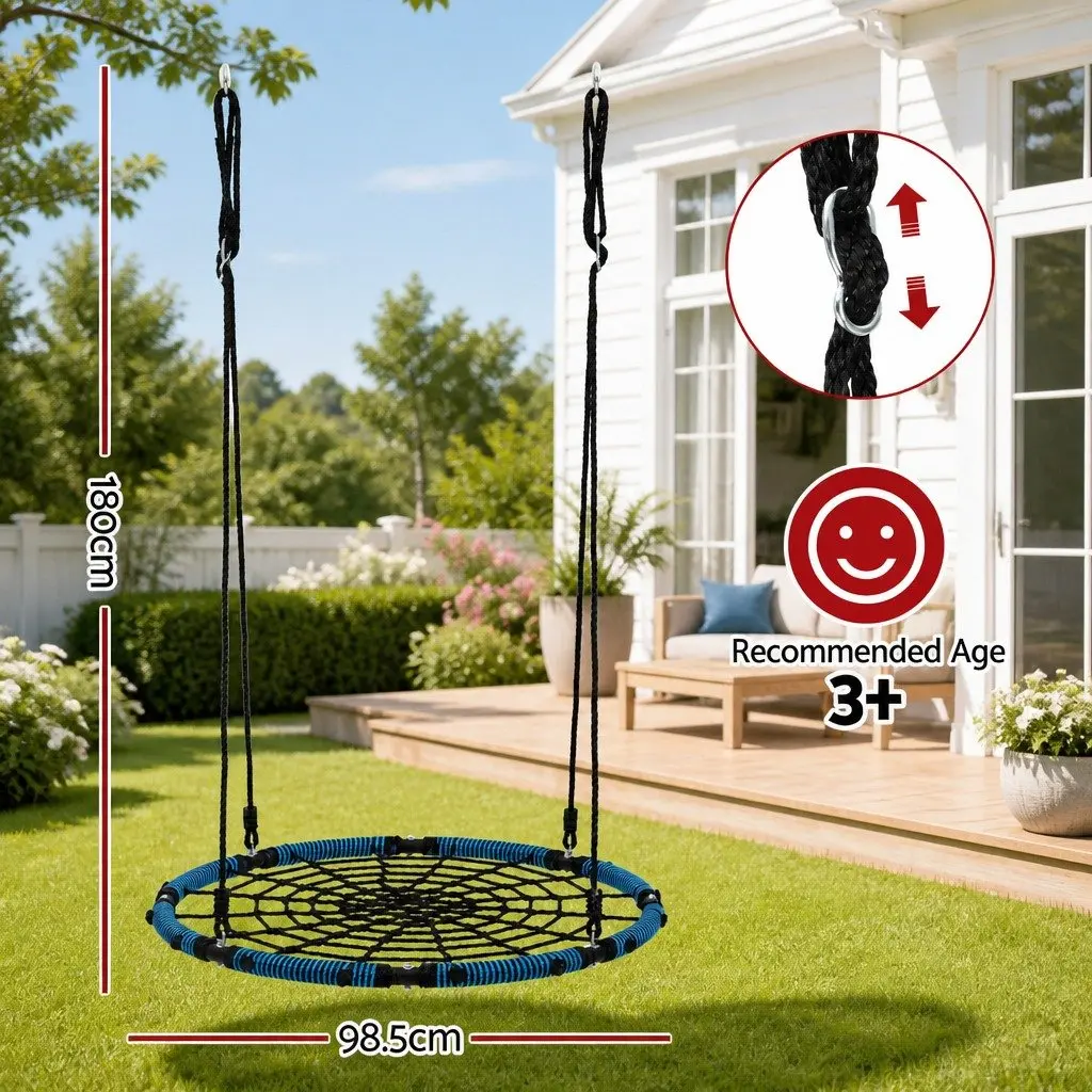 Hammock Tree Swing Nest 98.5cm Outdoor Backyard Playground Oval Blue