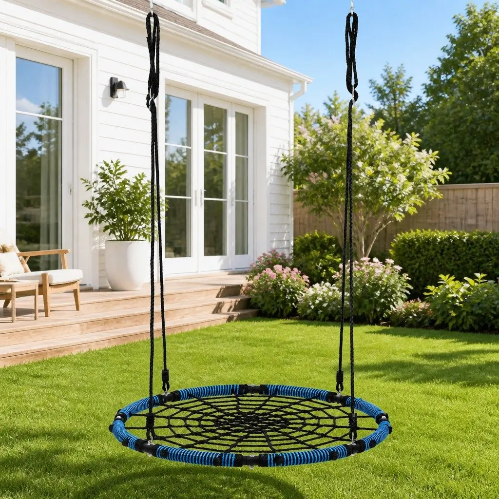 Hammock Tree Swing Nest 98.5cm Outdoor Backyard Playground Oval Blue