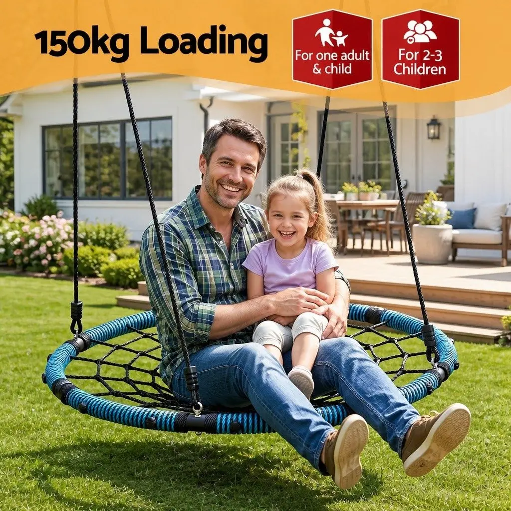 Hammock Tree Swing Nest 98.5cm Outdoor Backyard Playground Oval Blue