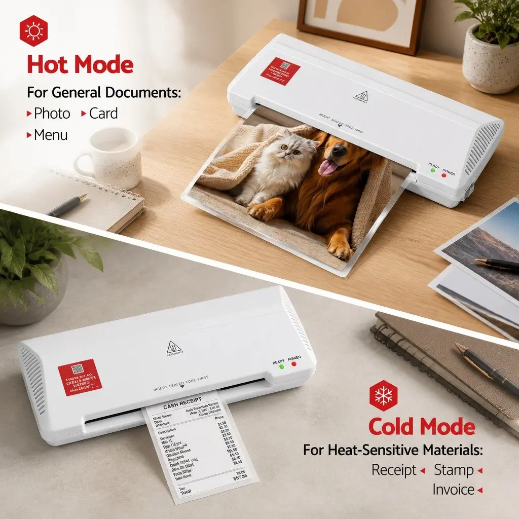 A4 Laminator Machine Hot Cold Thermal Fast Lamination Anti-Jam White