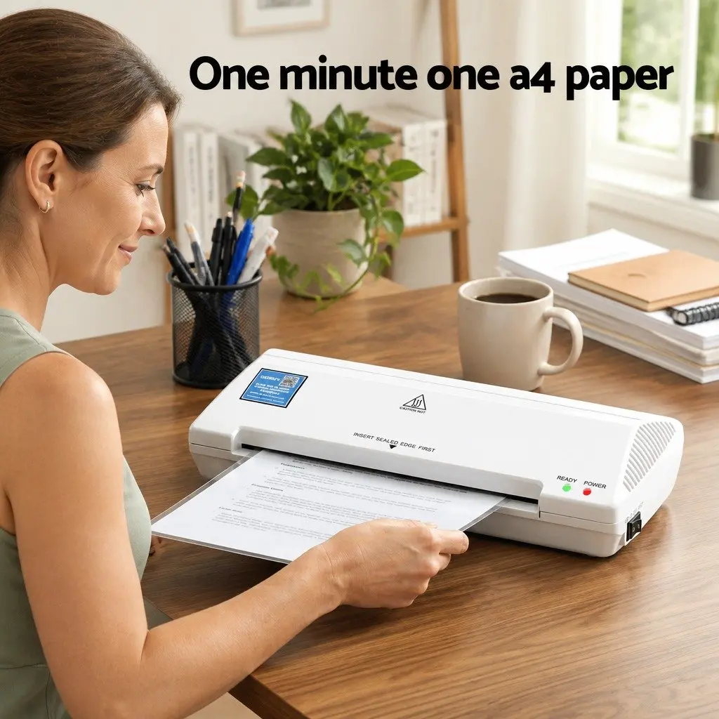 A4 Laminator Machine Hot Cold Thermal Fast Lamination Anti-Jam White