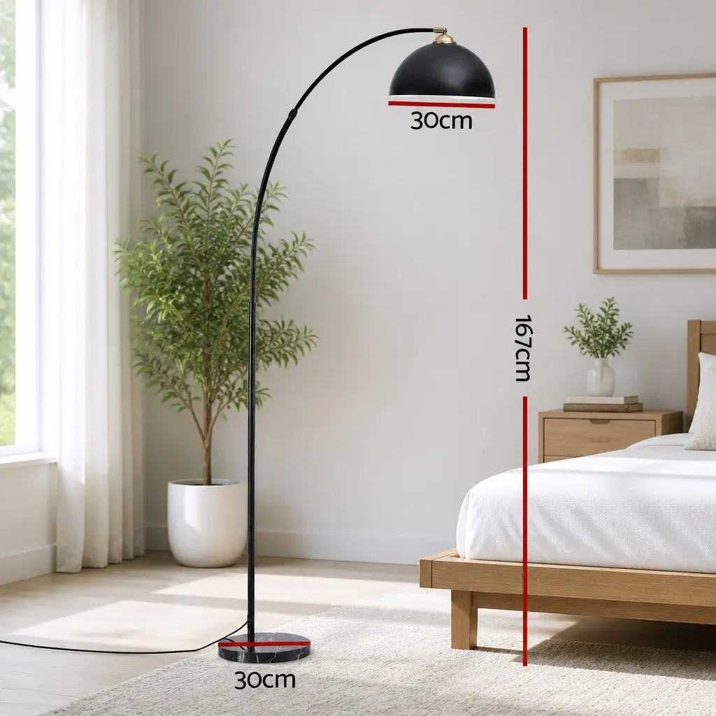 Arched Floor Lamp Black Reading Task Light 167cm Marble Base