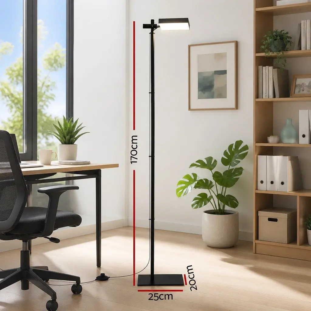 LED Floor Lamp Reading Adjustable Height 170cm Black 12W
