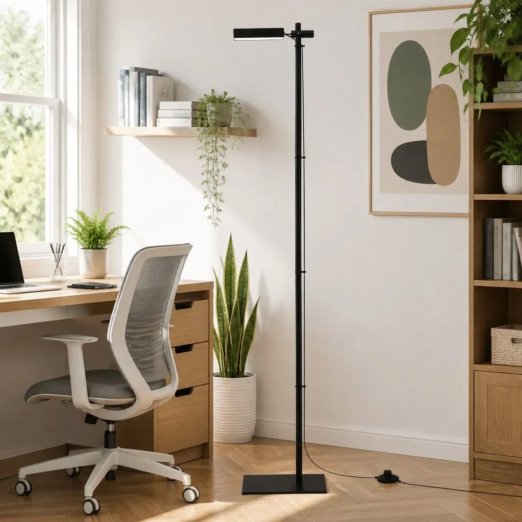 LED Floor Lamp Reading Adjustable Height 170cm Black 12W