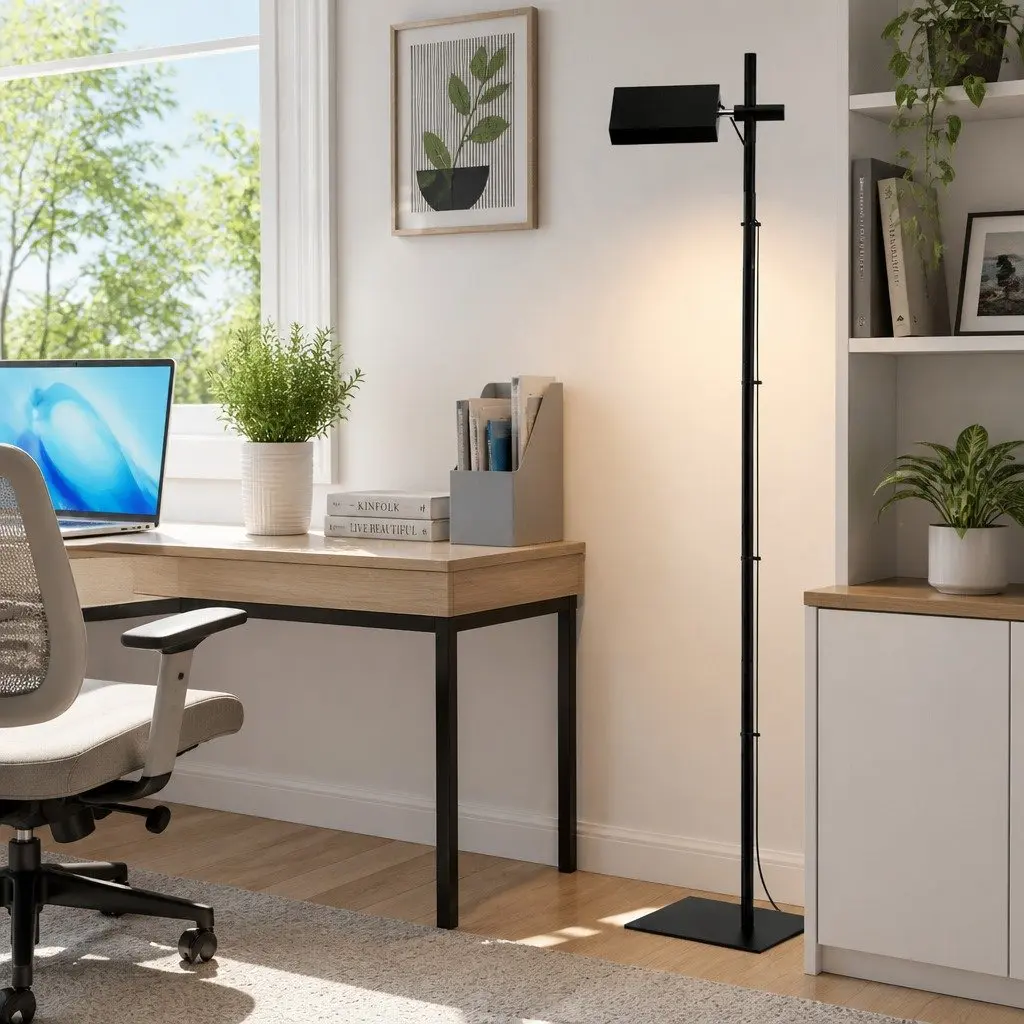 LED Floor Lamp Reading Adjustable Height 170cm Black 12W