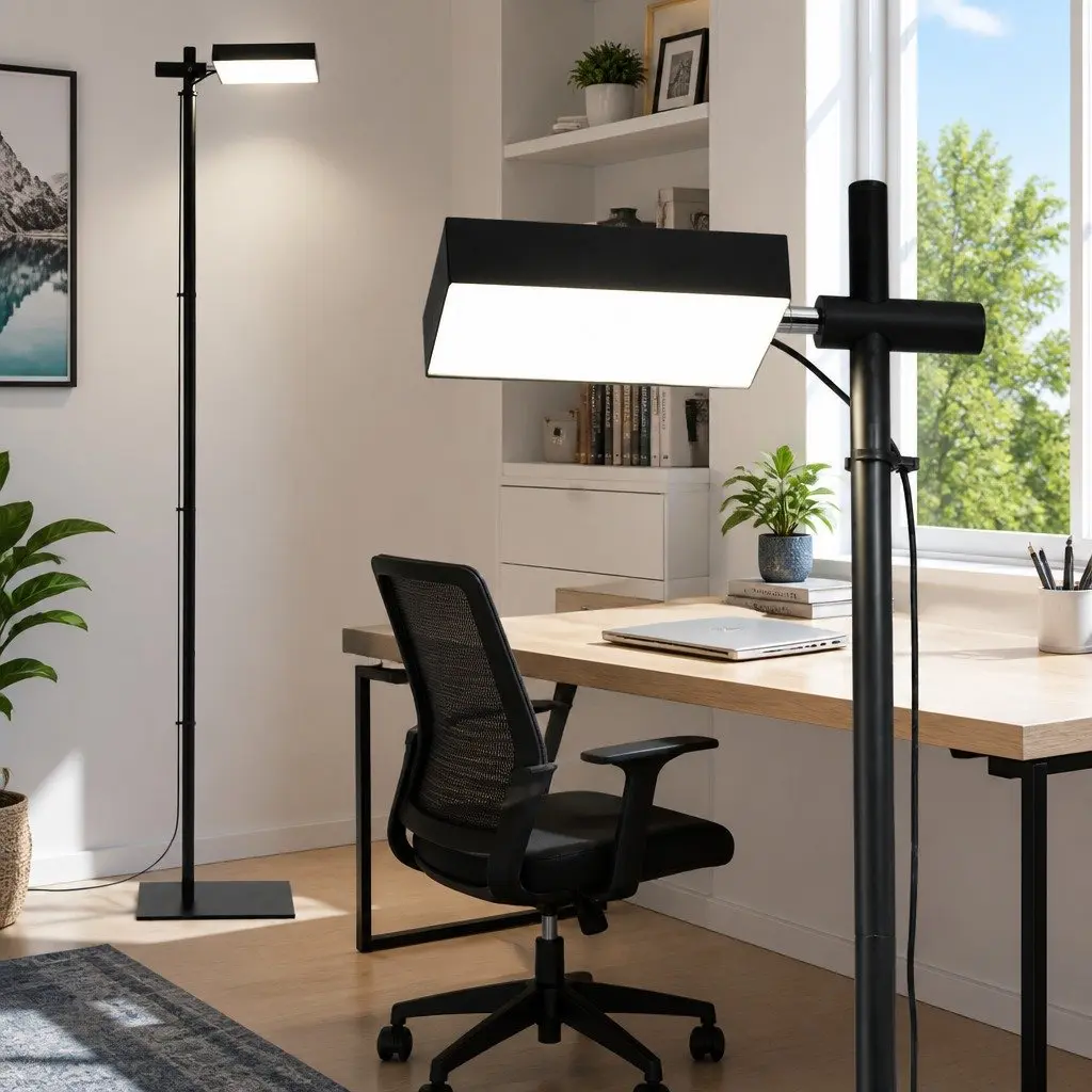 LED Floor Lamp Reading Adjustable Height 170cm Black 12W