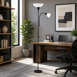 Reliable Black Floor Lamp with Dual Lighting Options