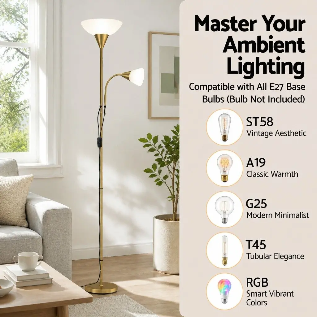 Gold Floor Lamp with Reading Light