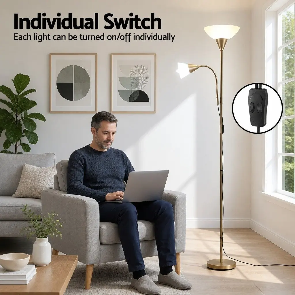 Gold Floor Lamp with Reading Light