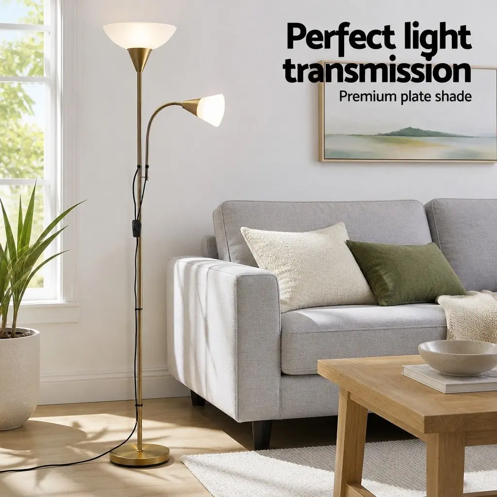 Gold Floor Lamp with Reading Light