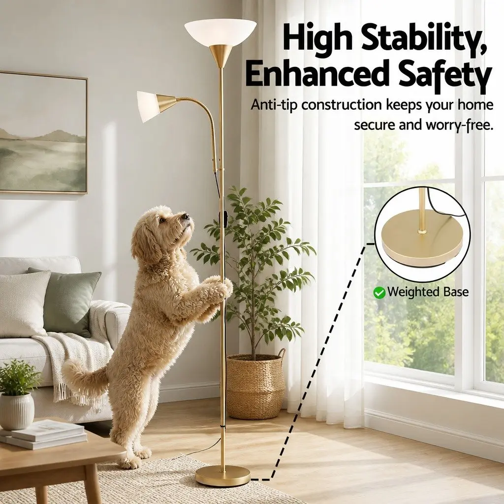 Gold Floor Lamp with Reading Light