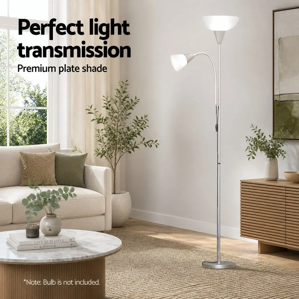 Floor Lamp Mother and Child Adjustable Silver Metal 180cm